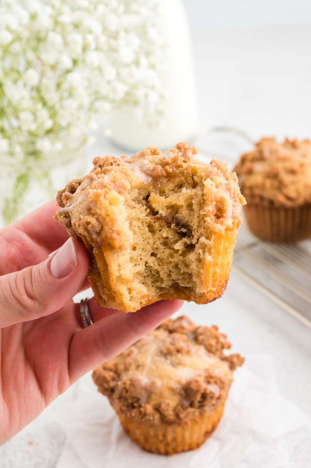 a muffin with a bite out of it to show the middle 